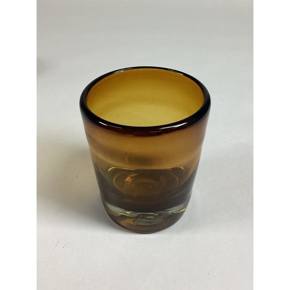 Vintage Amber Hand Blown Cocktail Drinking Glass - 4.25”H